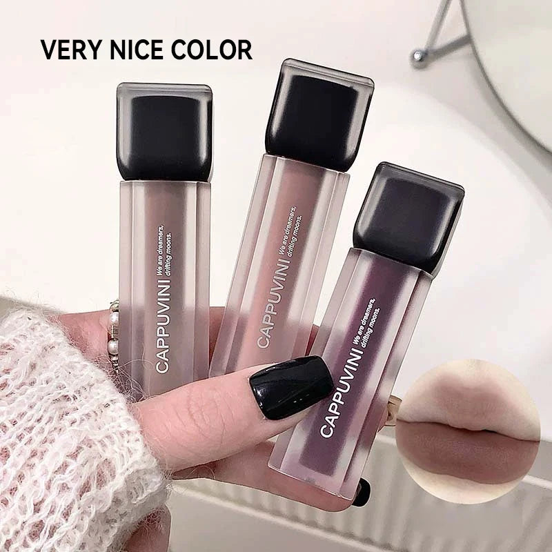 Cappuvini Obsidian Starry Matte Lip Gloss: Velvet Finish with Long-Lasting Formula-Dark Series for a Radiant Look,