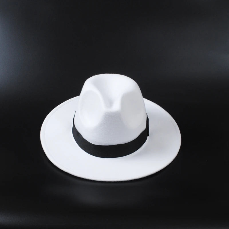 Topi Fedoras Musim Dingin Topi Jazz Klasik Felt Topi Fedora Panama Kasual untuk Pesta Putih chapeau luxe chapeu panama masculino