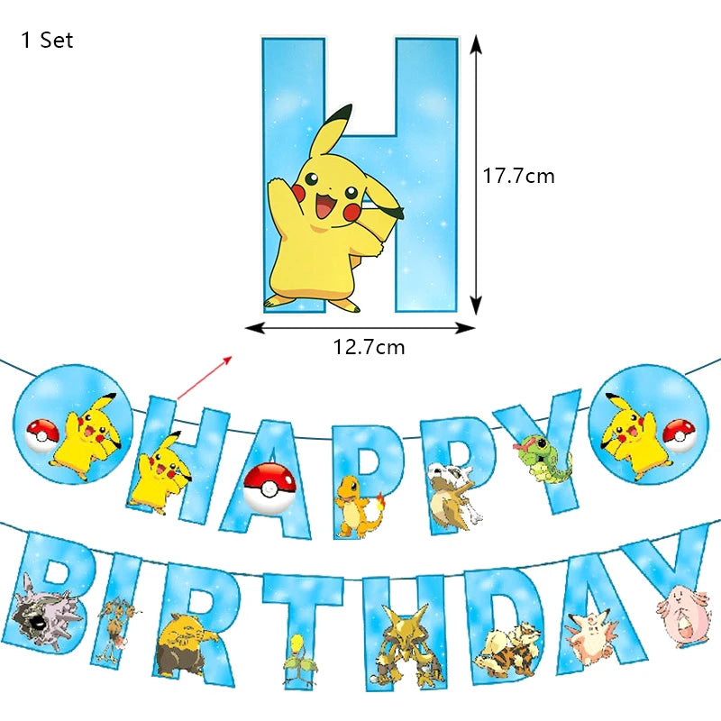 Pokemon Birthday Party Decoration New Pikachu Latex Foil Balloon Kids Disposable Tableware Event Supplies Backdrop Child Gift