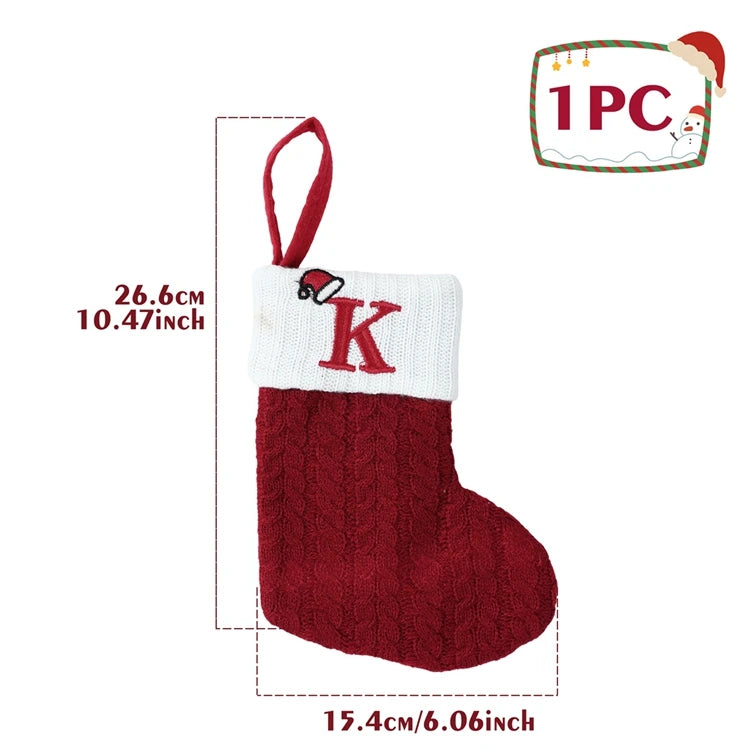 Christmas Alphabet Knitting Socks Christmas Tree Ornaments Christmas Decorations For Home 2025 Noel New Year 2026 Xmas Gift