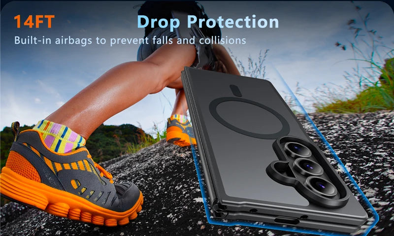 UYUXIO Magnetic Wireless Charging Mobile Phone Case for Samsung Galaxy Z Fold 7 Cases Slim Rugged Translucent Cover with Magnet