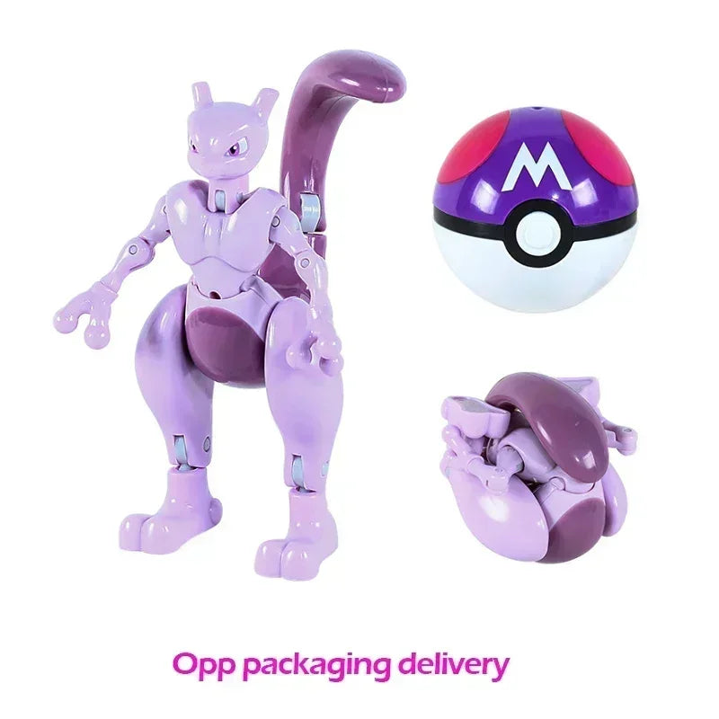 Pokemon Ball Deform Mewtwo Figure Pokeball Action Figurine Pikachu Charizard Gengar Blastoise Greninja Eevee Poke Child Toy Set