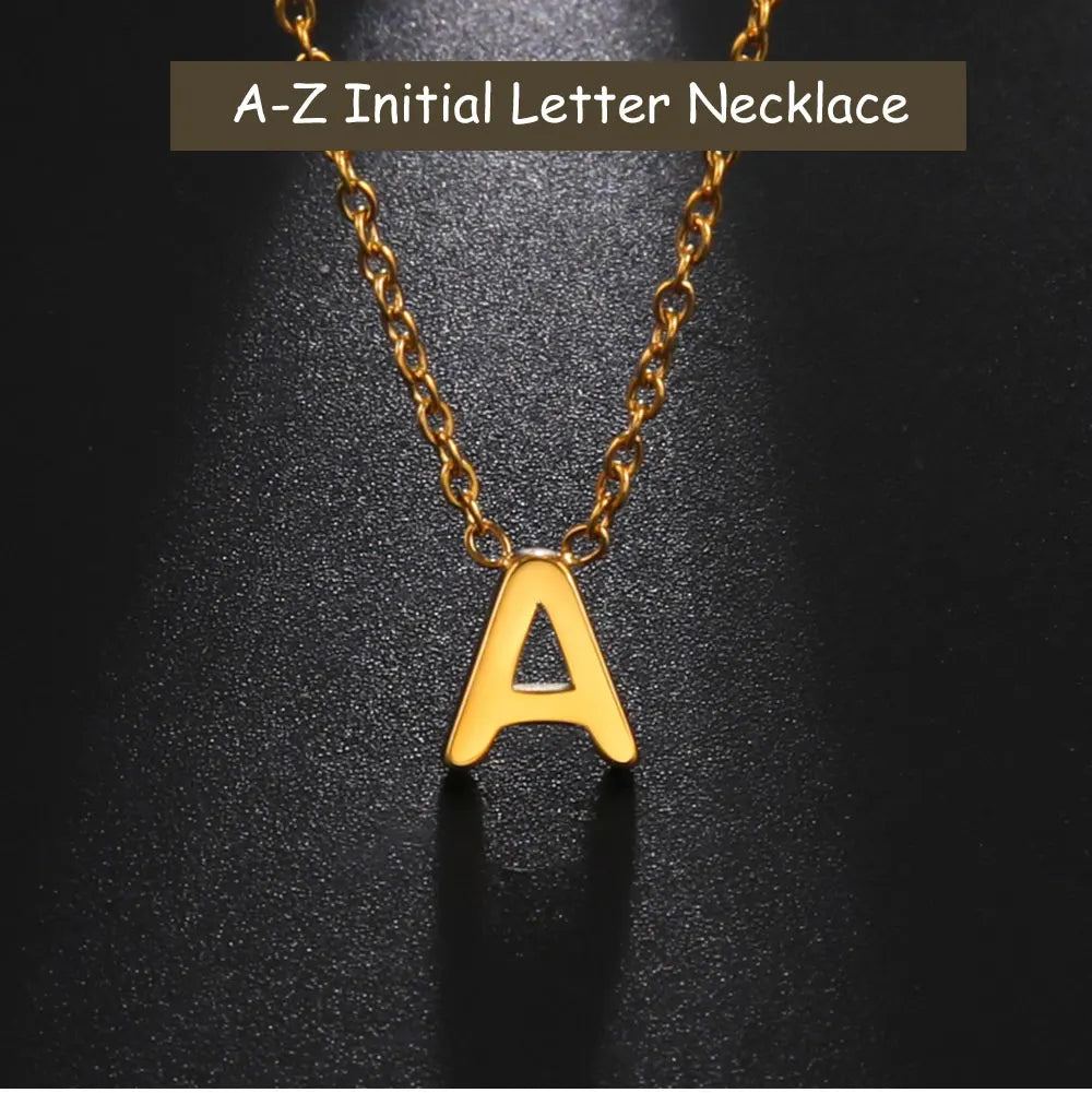 Cazador Minimalist Initial A-Z Letter Necklace for Women Alphabet Stainless Steel Choker Chains Jewelry Birthday Gift Wholesale