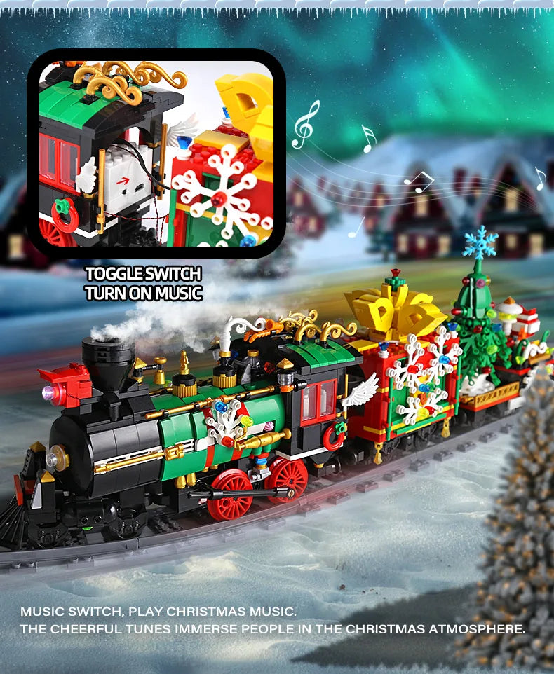 Mould King 12012 Christmas Building Block The Motorized Winter Holiday Train Model Assembly Decoration Kids Christmas Train Gift