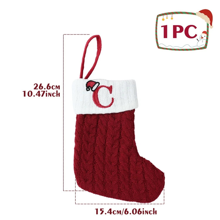 Christmas Alphabet Knitting Socks Christmas Tree Ornaments Christmas Decorations For Home 2025 Noel New Year 2026 Xmas Gift
