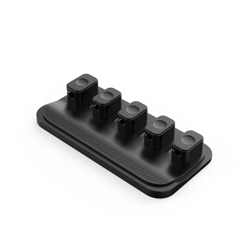 Car mounted magnetic cable management, silicone cable clamp, desktop multi-purpose wire holder, 5 clips for lighting USB C micro