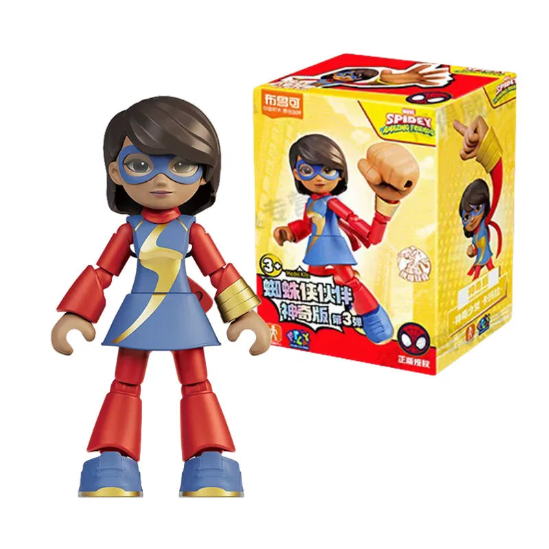 Marvel Spider Man Amazing friends Splicing toys 12cm Iron man Peter Parker Miles Gwen Ant-Man Action Figure building block