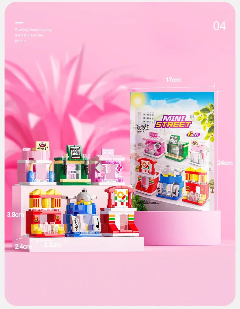 6IN1 Building Blocks City Fire Car Police Truck Engineering Crane Tank Helicopter Bricks Set Toys for Children Kids