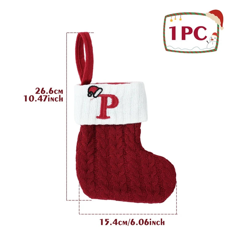 Christmas Alphabet Knitting Socks Christmas Tree Ornaments Christmas Decorations For Home 2025 Noel New Year 2026 Xmas Gift