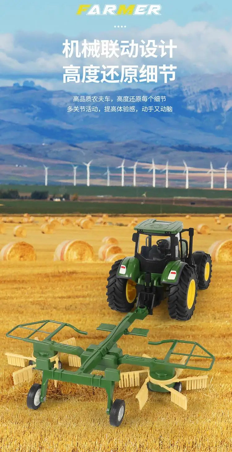 Tractor Toy Car Model Trailer and Accessories Simulation Children's Farmer Car