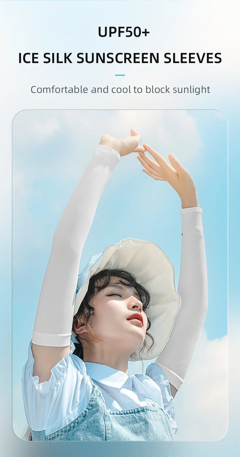 ROCKBROS Ice Silk Bicycle Sleeves Summer Breathable Cycling Arm Protection Outdoor Sun UV Protect Sports MTB Road Bike Sleeves