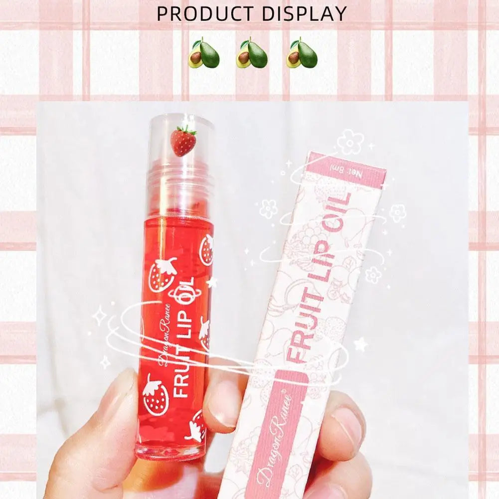6 Colors Roll-on Fruit Essence Lip Balm Lip Oil Lip Moisturizing Mirror Primer Lip Lipstick Hydrating random Gloss Transparent