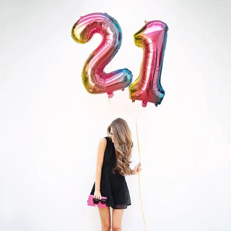 32/40 Inch 0-9  Number Balloons Big Foil Birthday Balloon Helium Child Adult Happy Birthday Wedding Party Decorations Supplies