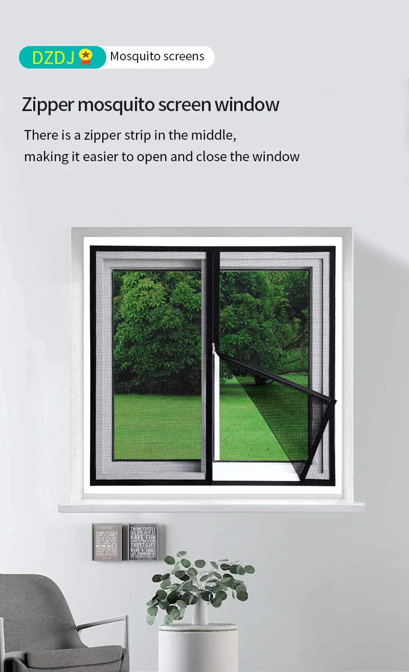 Black, Customized size，Window mesh with zipper Self-adhesive zipper,mosquito nets for windows anti mosquito window door curtain