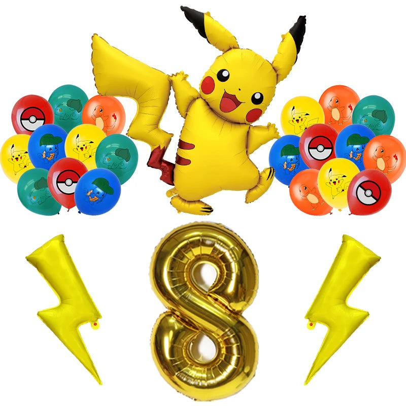 Pokemon Birthday Party Decoration New Pikachu Latex Foil Balloon Kids Disposable Tableware Event Supplies Backdrop Child Gift