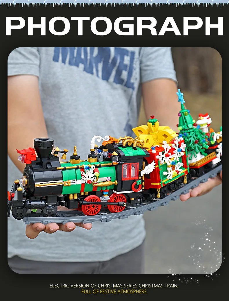 Mould King 12012 Christmas Building Block The Motorized Winter Holiday Train Model Assembly Decoration Kids Christmas Train Gift
