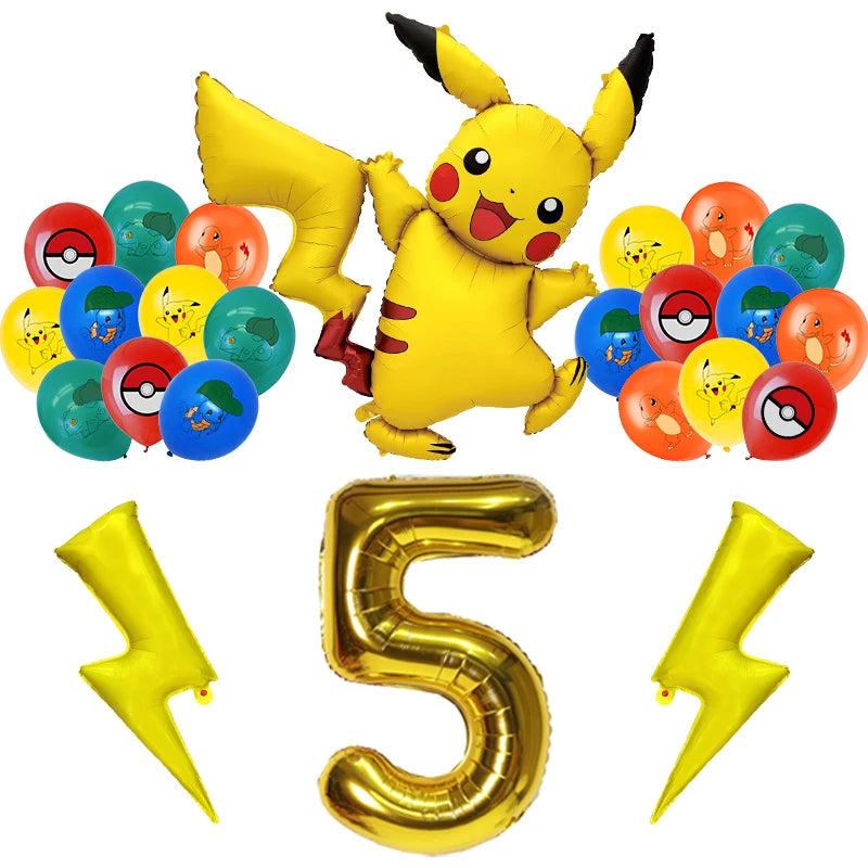Pokemon Birthday Party Decoration New Pikachu Latex Foil Balloon Kids Disposable Tableware Event Supplies Backdrop Child Gift