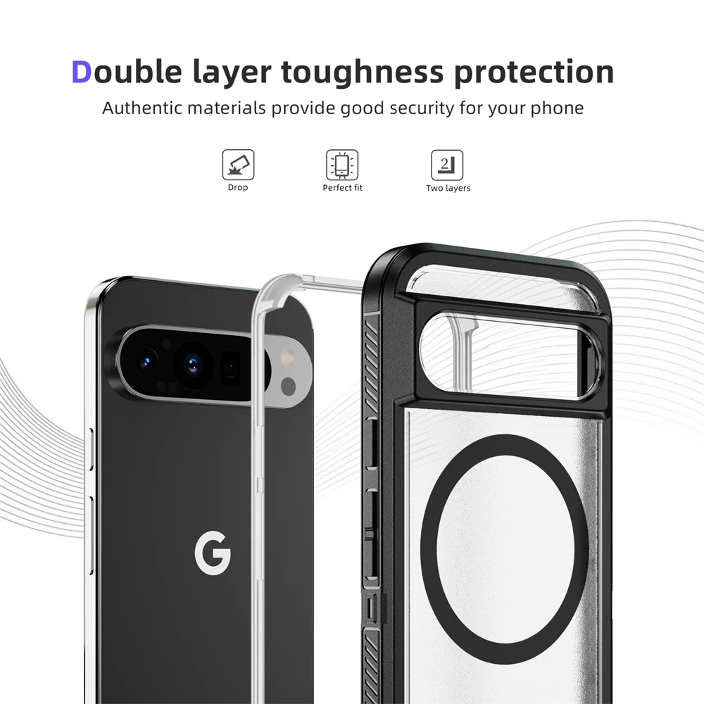 Luxury Folding Stand Magnetic Armour Phone Case For Google Pixel 9 8 Pro XL 8A Shockproof Hybrid PC Protective Military Cover