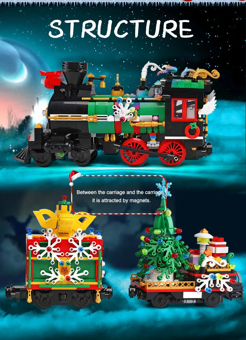 Mould King 12012 Christmas Building Block The Motorized Winter Holiday Train Model Assembly Decoration Kids Christmas Train Gift