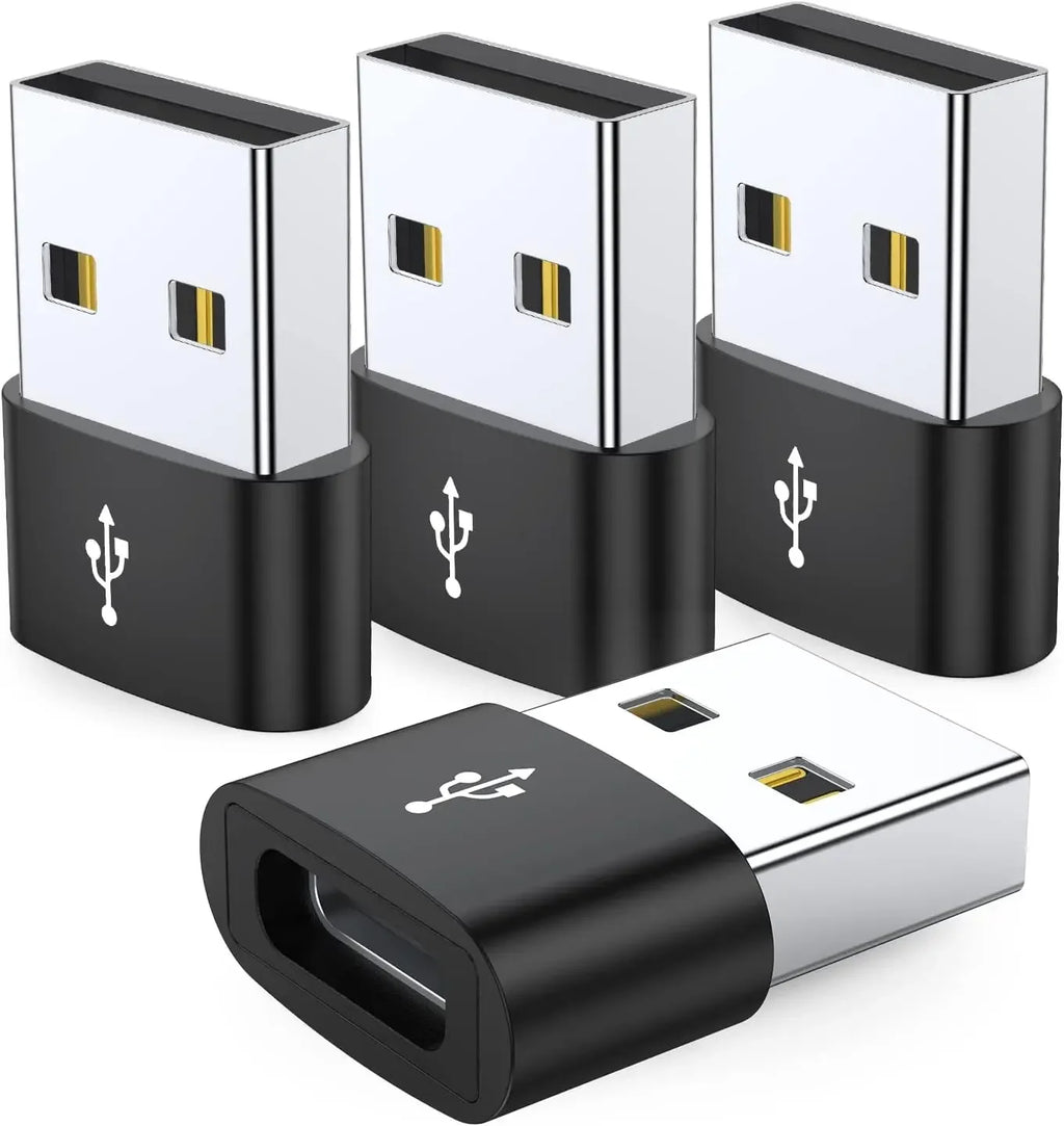 4-Pack USB C Female to USB Male Adapter Type C to USB A Charger Cable Converter,Compatible with iPhone iPad Samsung Galaxy Pixel