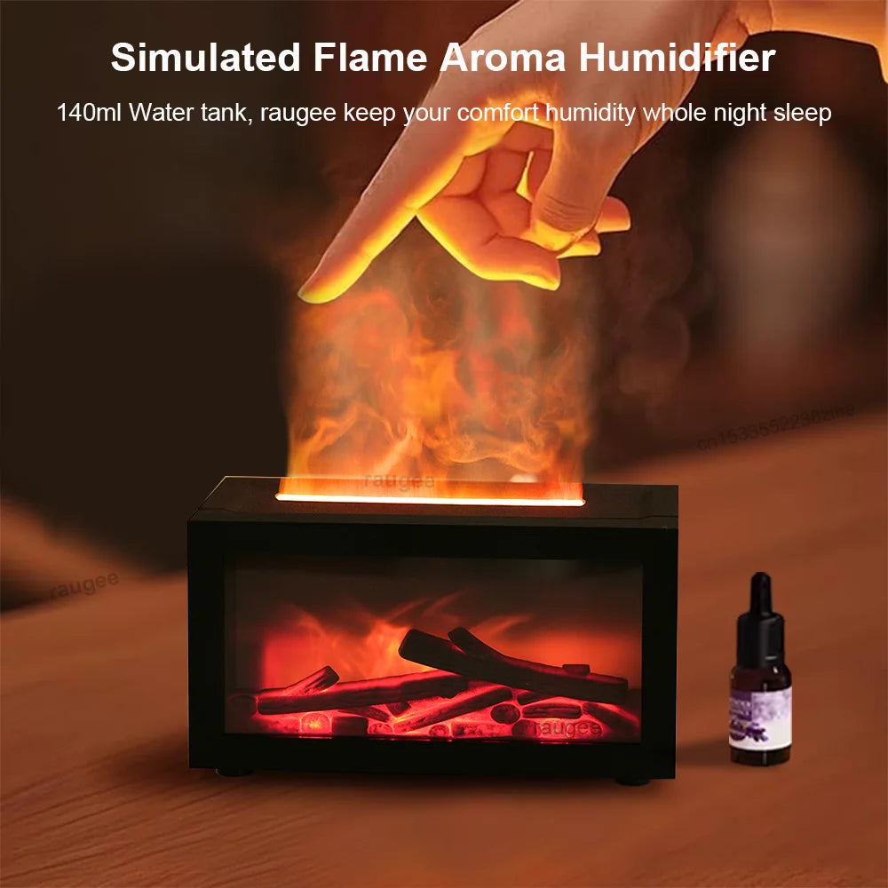 Fireplace Humidifier Aroma Flame Humidifier Fragrance Diffuser Aromatherapy Essential Oil Diffuser Fire Humidifier for Home Room