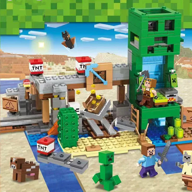 12 Style TreeHouse Village Farm Cave Mine Alex Zombie Action Figures Building Blocks Toys Gift for Children