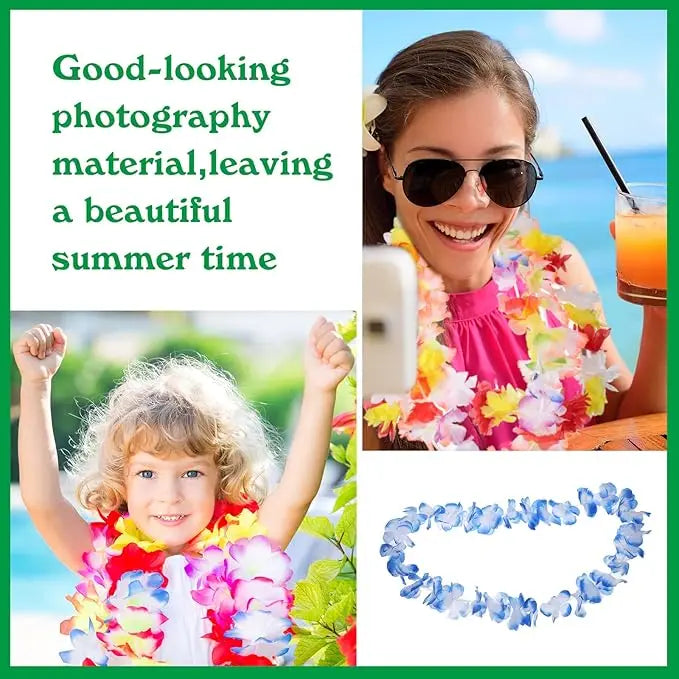 1-120Pcs Hawaii Party Leis Wreath  Artificial Leis Garlands Necklaces for Luau, Beach, Wedding or Birthday Party Decorations